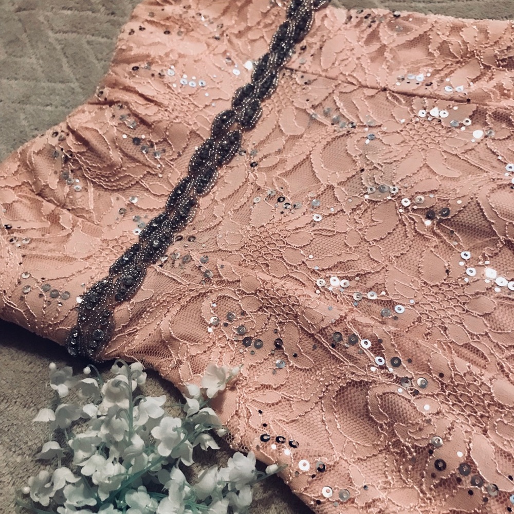 mymichelle- Soft pink, strapless cocktail dress.
